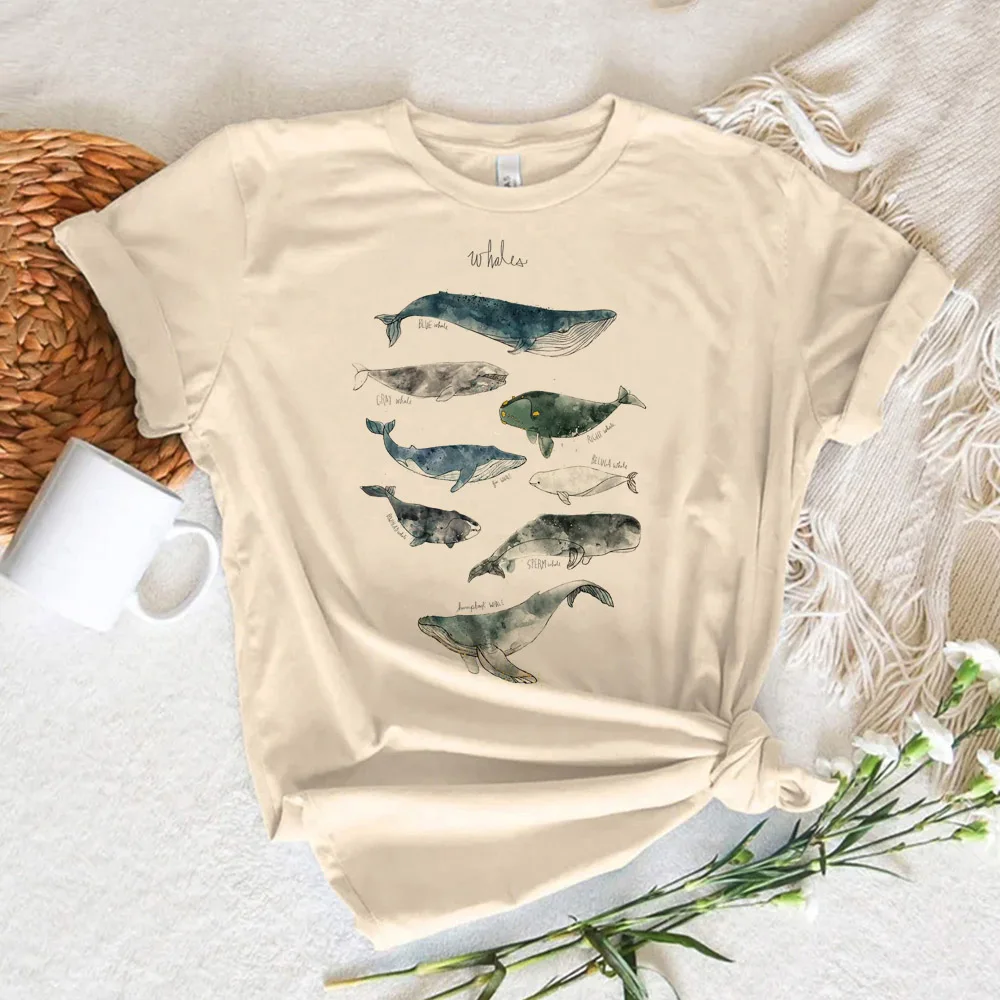 Whales t shirt women Japanese tshirt girl graphic streetwear 2000s clothing