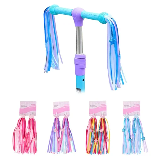 Imagen 1 del producto Banderas para manillar de bicicleta y patinete, cinta decorativa con borlas brillantes, accesorios para ciclismo al aire libre, 2 uds.