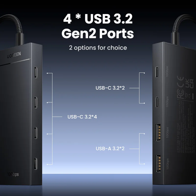 UGREEN USB C HUB 10Gbps Type-C 3.2 Gen2 USB Splitter USB C USB A Hub 4 USB Port 3.2 for MacBook Pro Air Type C Multiport Adapter