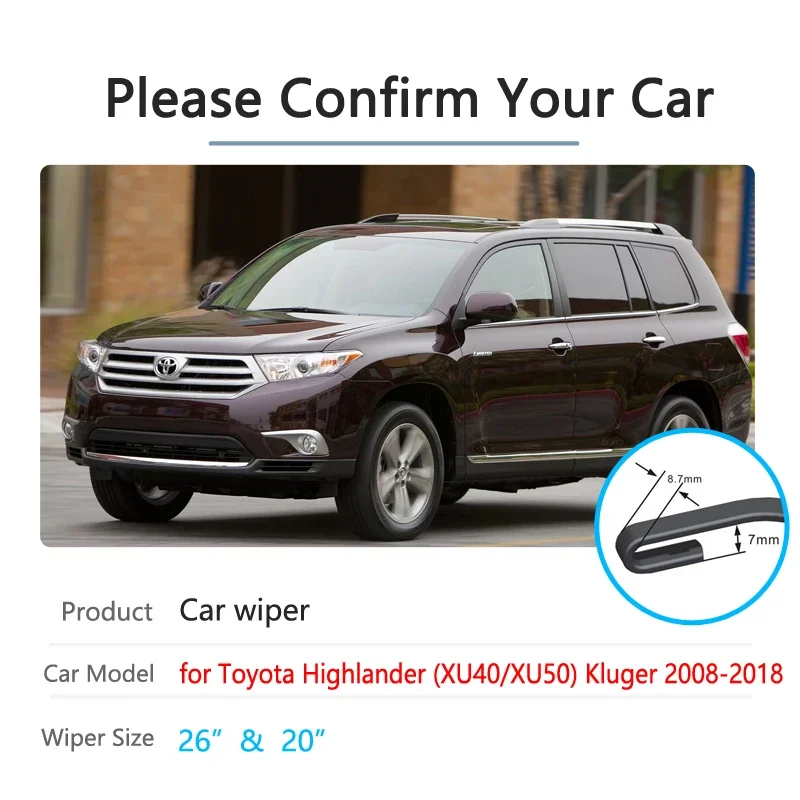 

For Toyota Highlander XU40 XU50 Kluger 2008~2018 Windscreen Windshield Wipers Car Accessories 2009 2010 2016 Car Wiper Blade