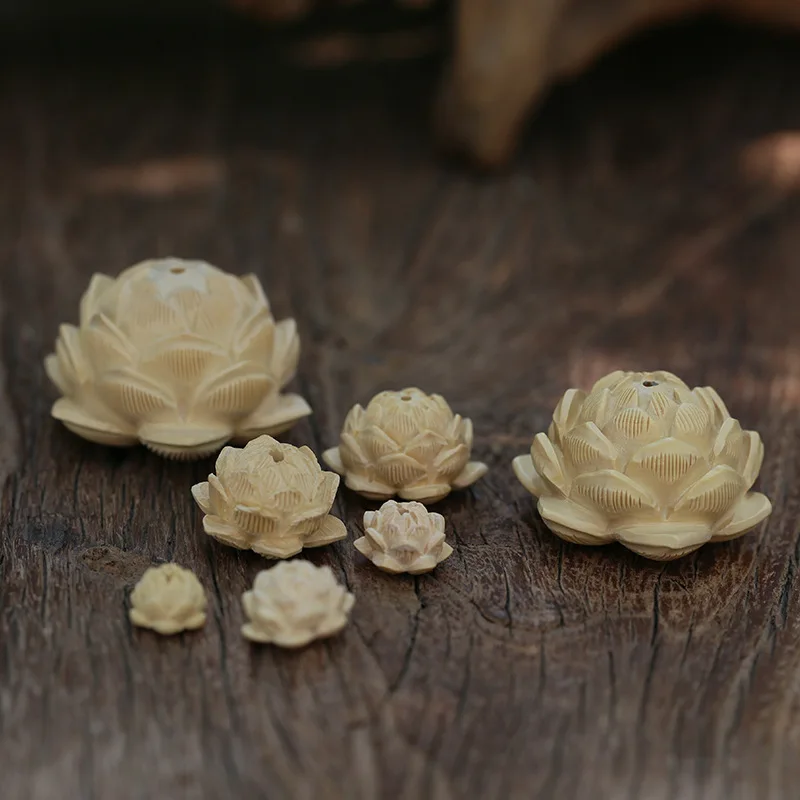 

5-Layer Lotus Beaded Bracelet 3D Hand Carved Keychain DIY Craft Ornament Car Hanging Wenwan Accessory