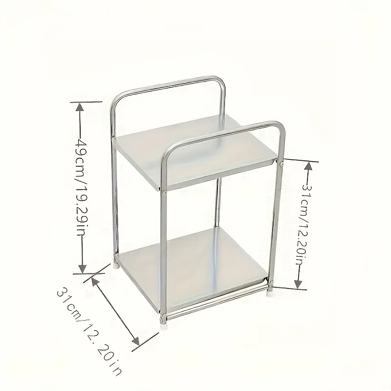 رف تخزين معدني حديث من طبقتين - طاولة جانبية متعددة الاستخدامات ومنظم بجانب السرير، حامل عرض معاصر لديكور المنزل