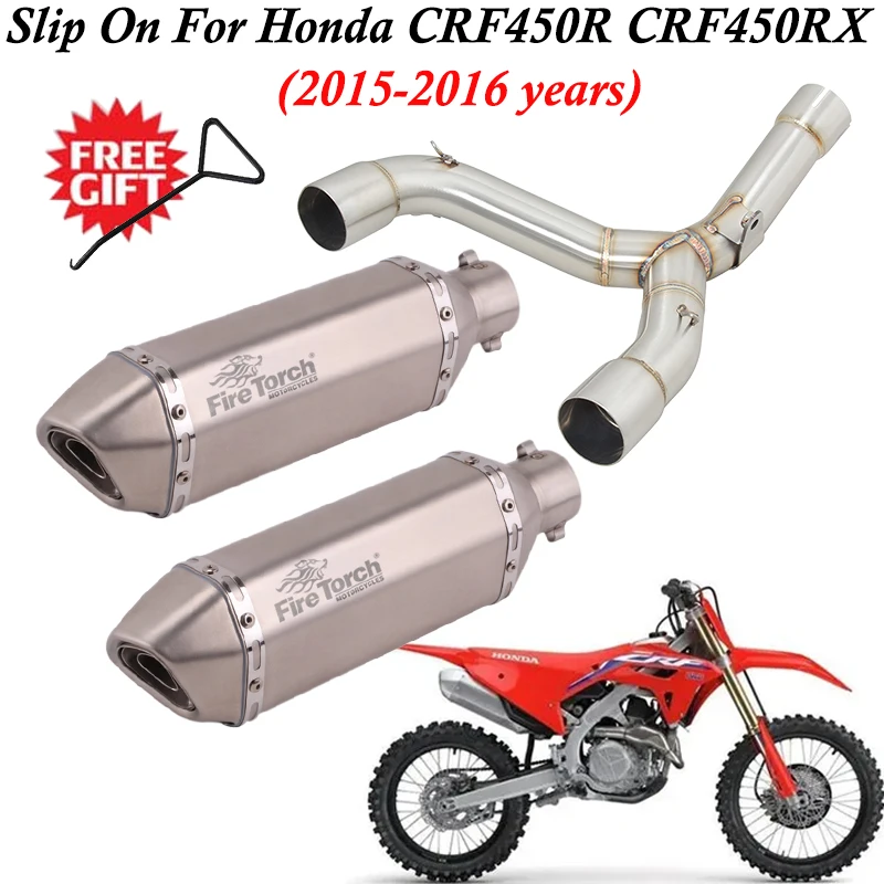 

Slip On For Honda CRF450 CRF 450 R RX 2015 2016 Motorcycle Exhaust Escape Modify Middle Link Pipe Left & Right 51mm Muffler