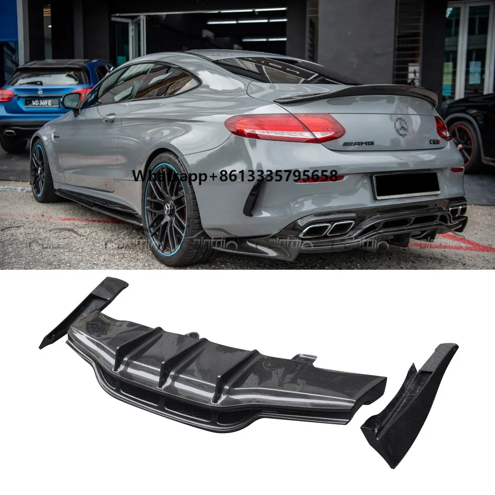 

P Style Carbon Fiber Rear Bumper Lip Fin Spoiler Side Splitters for Mercedes Benz C Class W205 C63 Diffuser