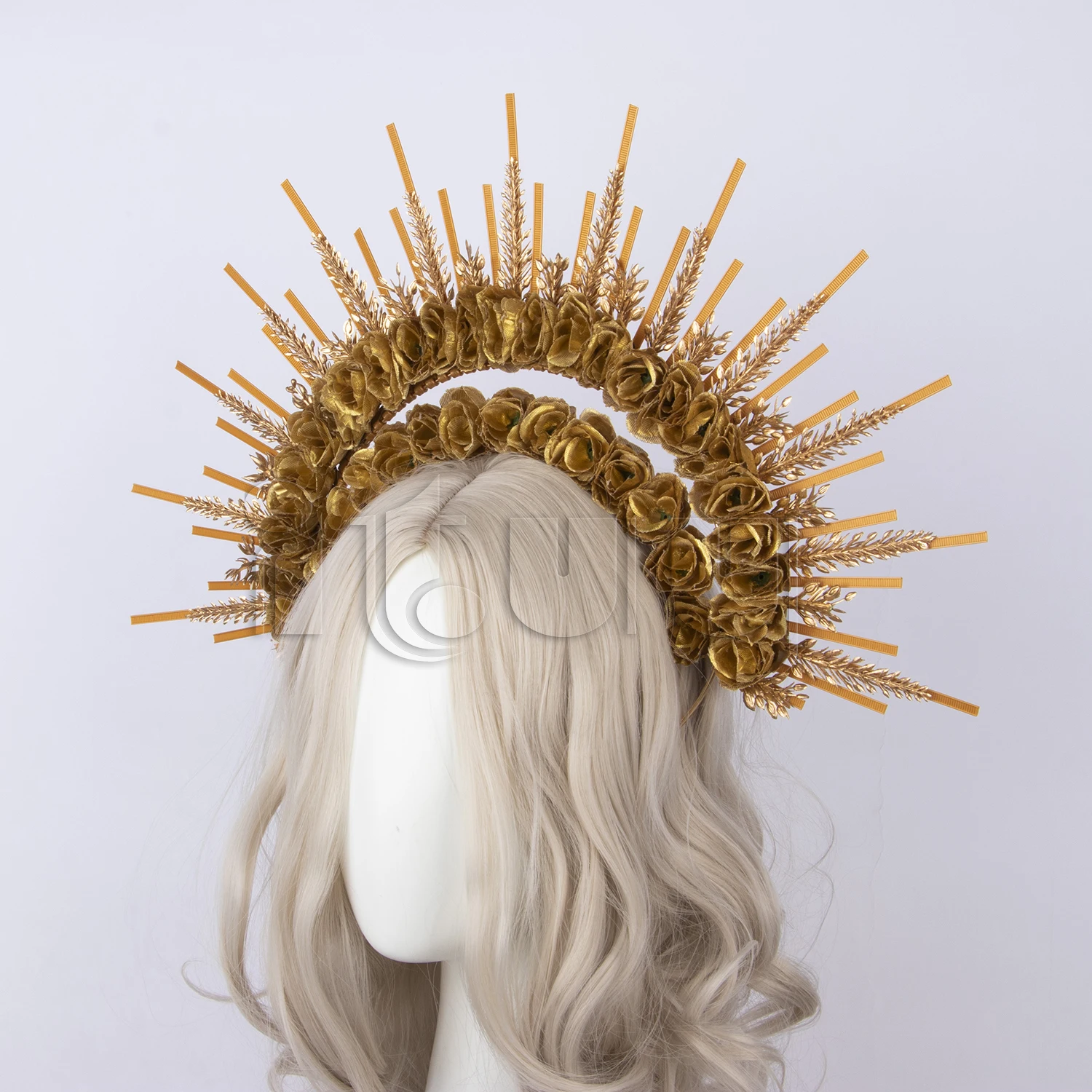 Baroque Gothic Spike Halo Crown Headpiece Goddess Mary Lolita Punk Hairband Tiara Hallowmas Festiva Party Headdress