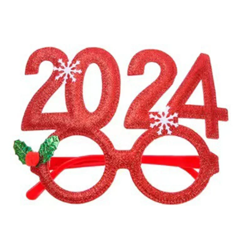 Lunettes de décoration de Noël pour adultes et enfants, lunettes de père Noël, lunettes de bonhomme de neige, cadre de lunettes, anniversaire, convocation du nouveau-né, cadeaux, 2024, 4 pièces, 2024