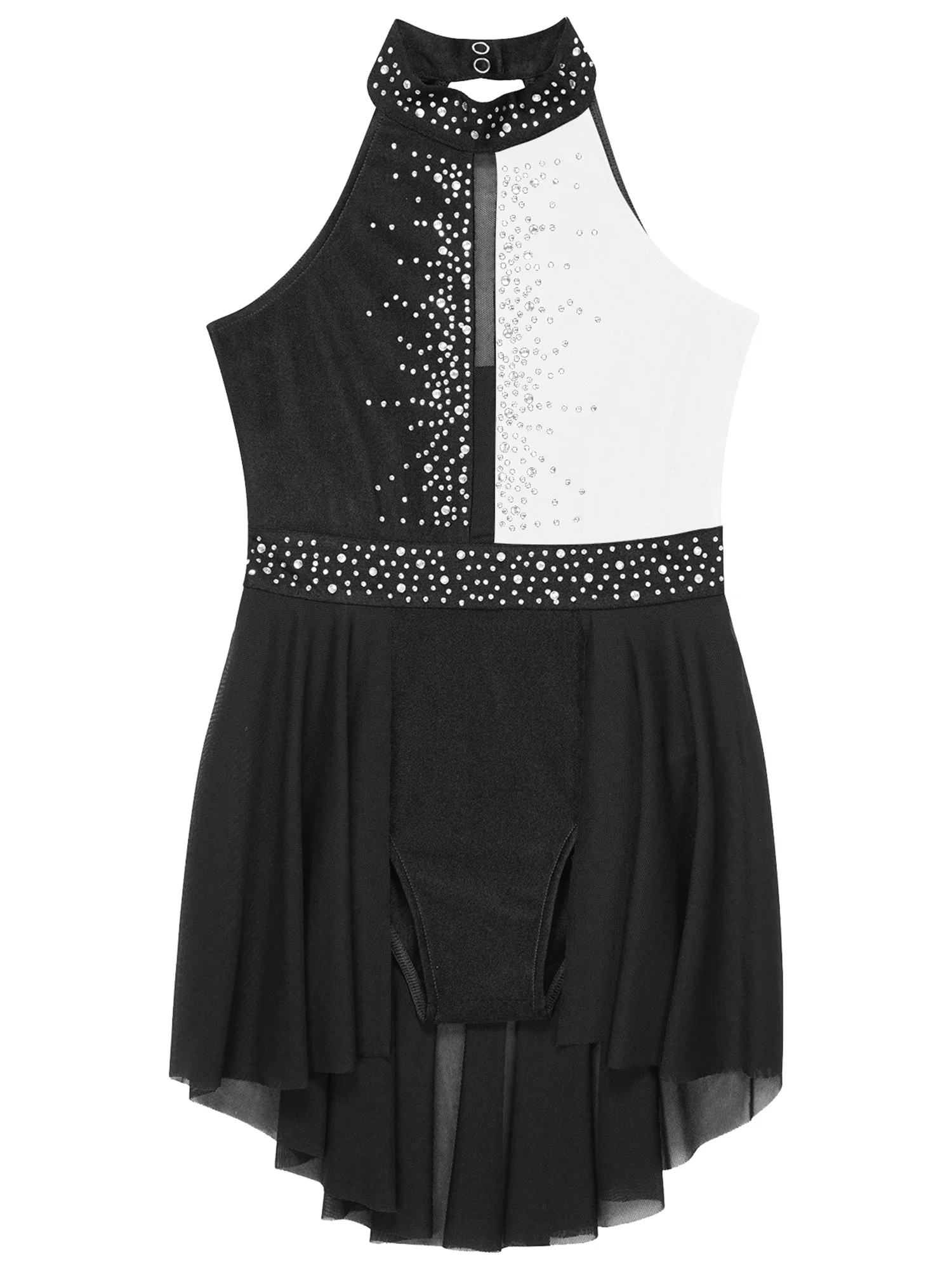 Vestido Mock Neck Ballet sem mangas para meninas, Collant de ginástica, Patinação artística, Traje de bailarina para crianças, sem mangas