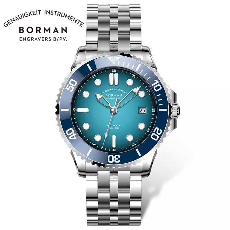 BORMAN Business Men Automatic Mechanical Watch Ceramic Bezel MIYOTA 8215 Movement Sapphire Mirror Waterproof 100m Watches