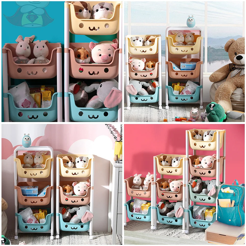 ถังขยะสำหรับกล่องเก็บของรถเข็นสำหรับเด็กพร้อมกล่องจัดระเบียบของเล่นหีบของเล่นสำหรับเด็กที่น่ารักล้อลากกระเป๋า