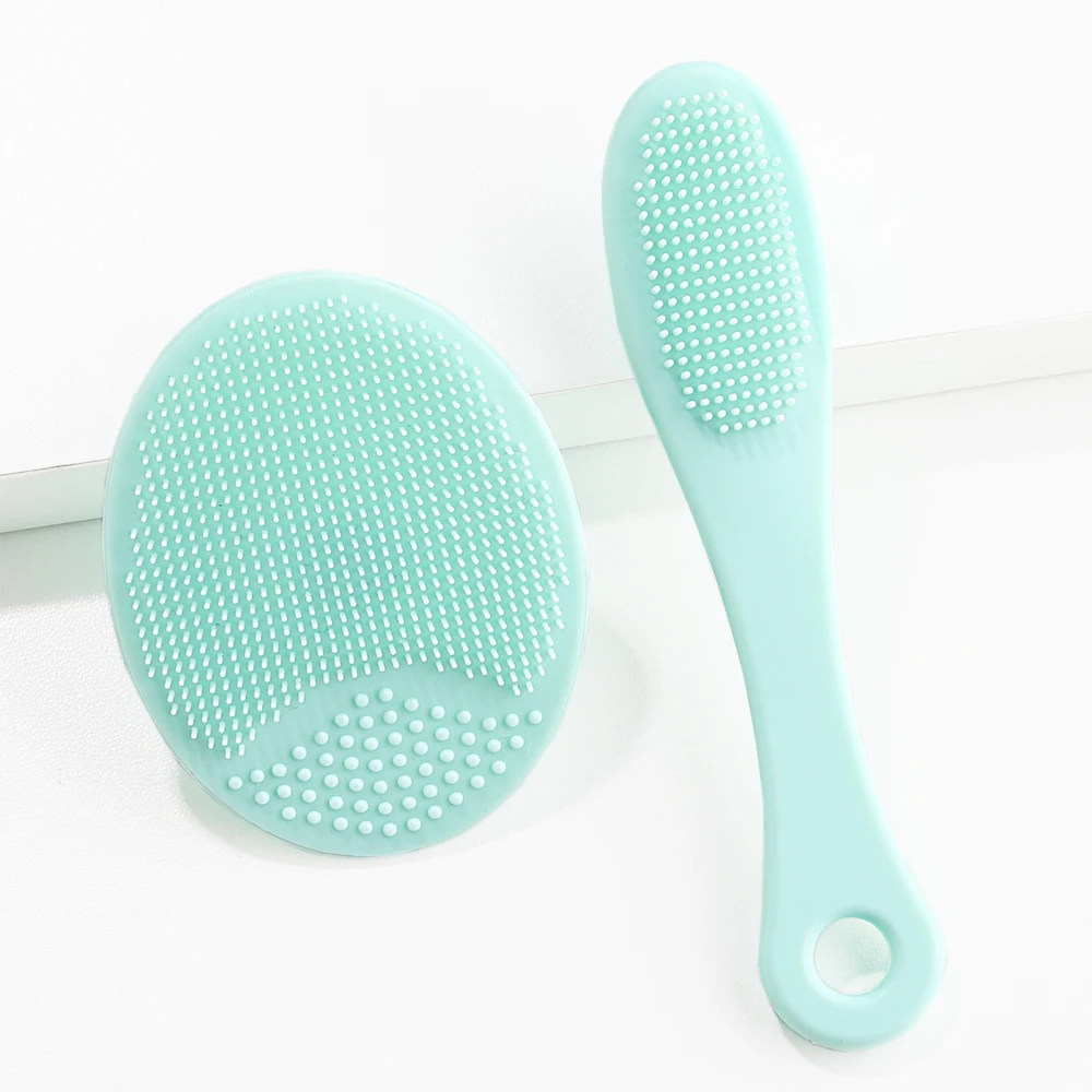 2pcs Set Facial Cleansing Brush Black Head Removal Brush Makeup Facial Skin Remover Suit