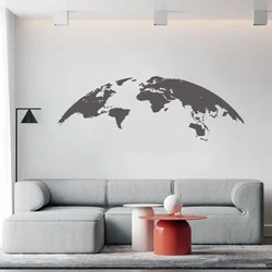 Curved World Map Wall Sticker School Classroom Office Travel Agency Holiday House Home Bedroom Decor Creative Vinyl Decal Gift 1
