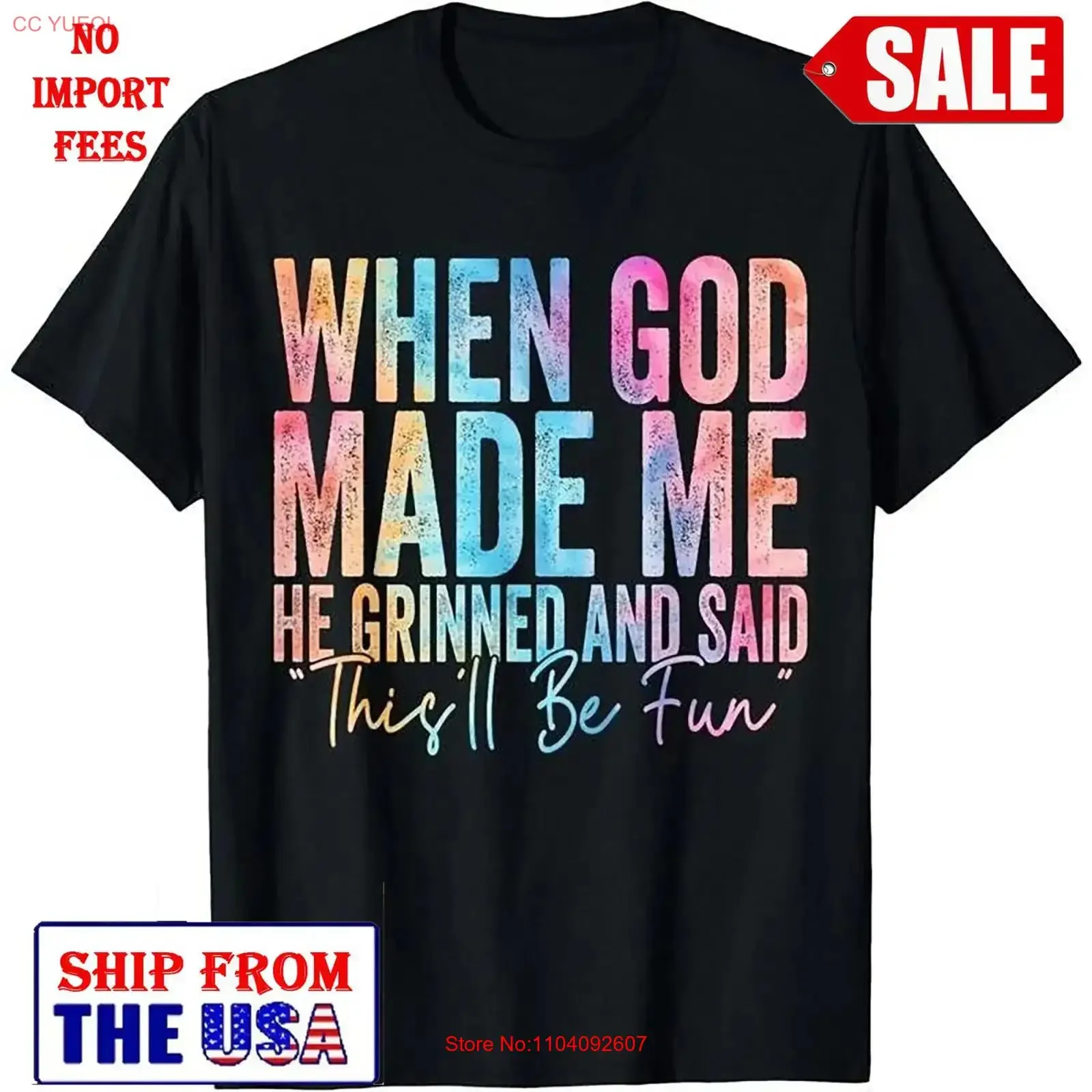 When God Made Me He Grinned and Said Funny Sarcastic Saying T Shirt vintage Washed homme streetwear Soft Casual Stylish graphic