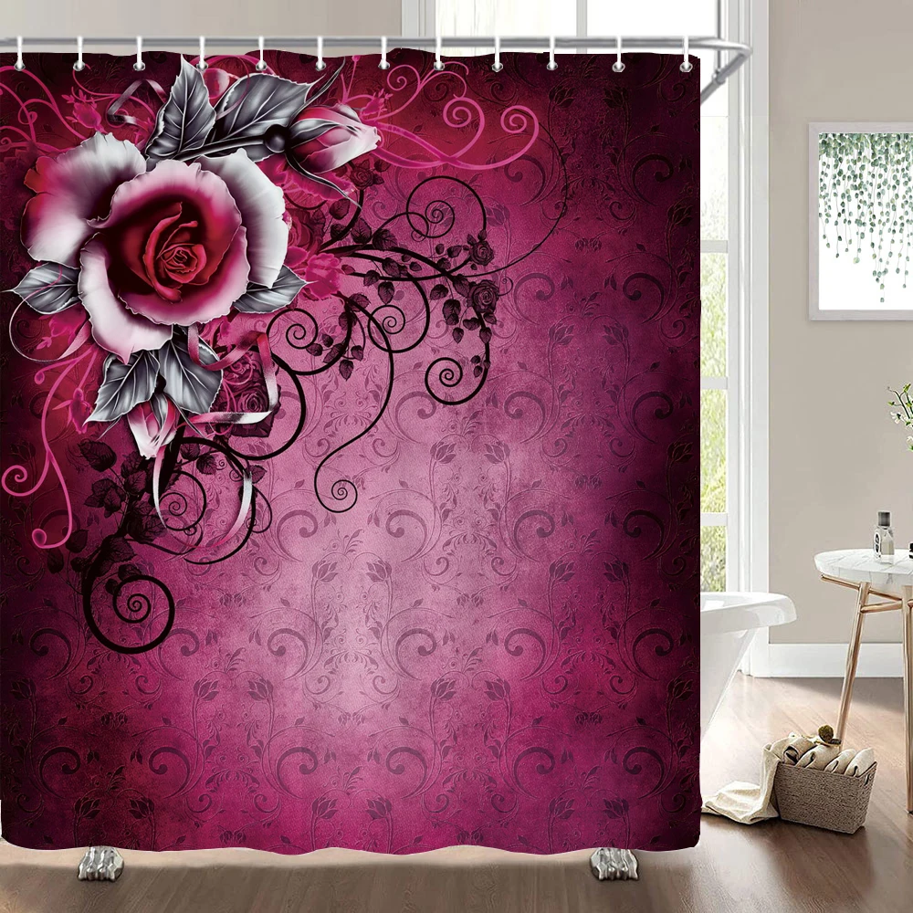

Home shower curtains for bathroom waterproof fabric Modern Nordic style Rose flowers bathroom Curtains shower curtain