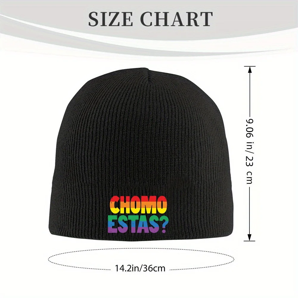 1 قطعة Chomo Estes LGBT قوس قزح فخر قبعة صغيرة متماسكة قبعة يندبروف قبعة تزلج دافئة مع جريئة "Chomo Вantas" قبعة الشتاء للرجال والنساء