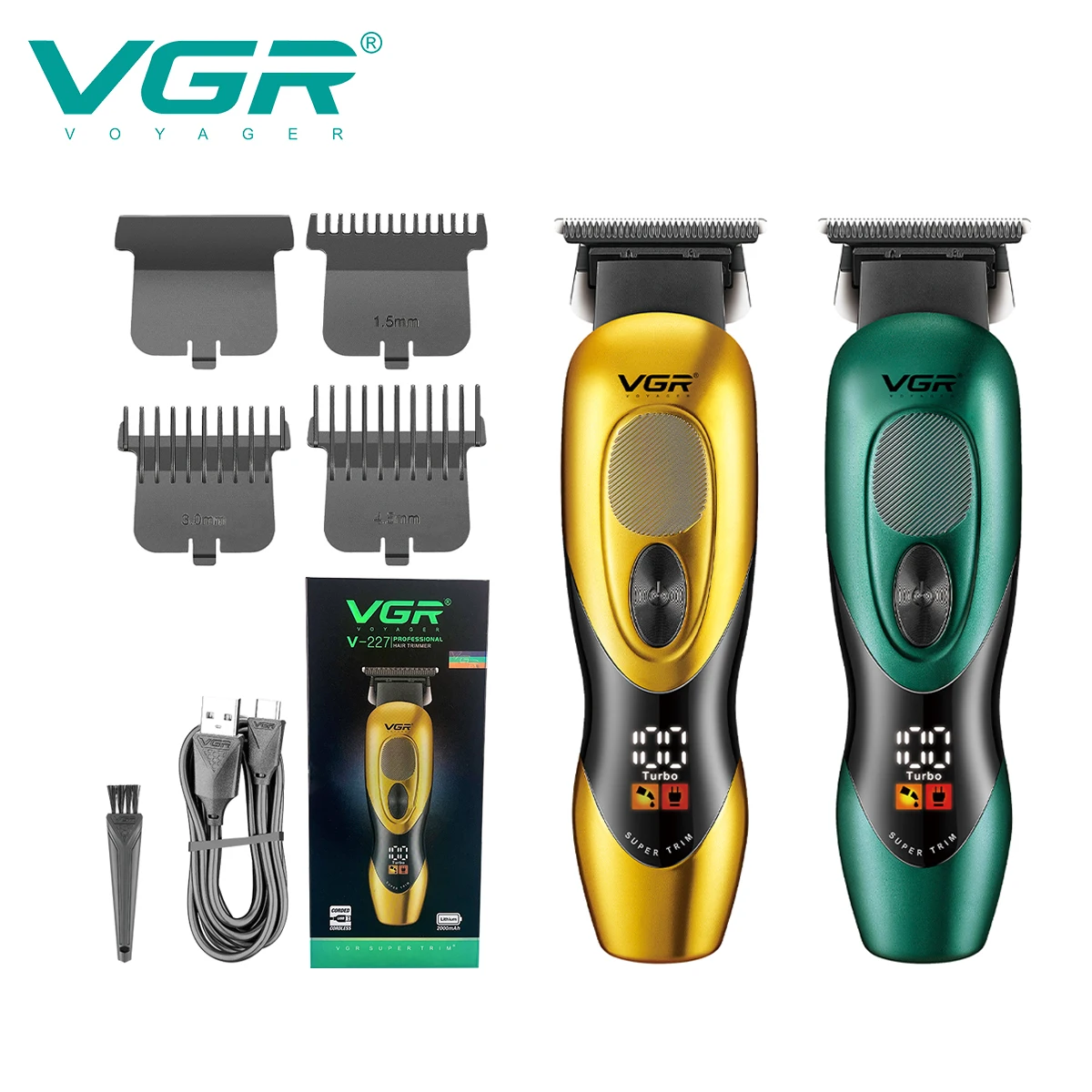 VGR الرجال مقص الشعر الكهربائية ذكي مقص الشعر الرقمي المنزلية النفط رئيس نحت الكهربائية دفع المقص V-227