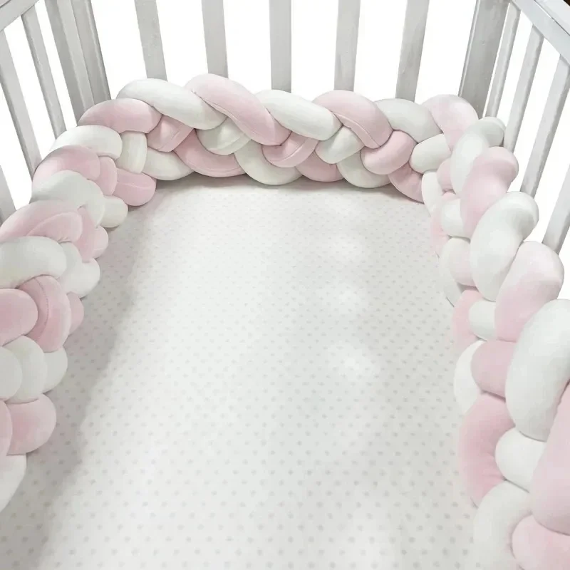 1-3.6M Baby Bed Bumper Infant Cradle Pillow Cushion Braid Knot Bumper Crib Bumper Protector Room Decor Tresse Tour De Lit Bebe 3