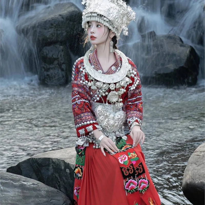 

National dress female traditional red wedding girl photo