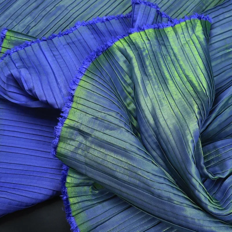 Glossy Texture Pleated Fabric By The Meter for Clothing Dress Skirt Hanfu Background Decoration DIY Sewing Designer Cloth Soft