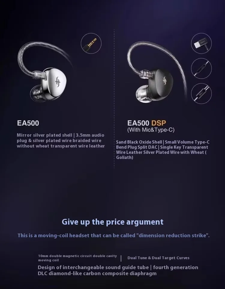 Simgot EA500 Dsp Earphones In Ear Wired Gaming Earbuds With Dual-Magnetic-Circuit Dual-Cavity Stereo Headphone Custom For Gamer