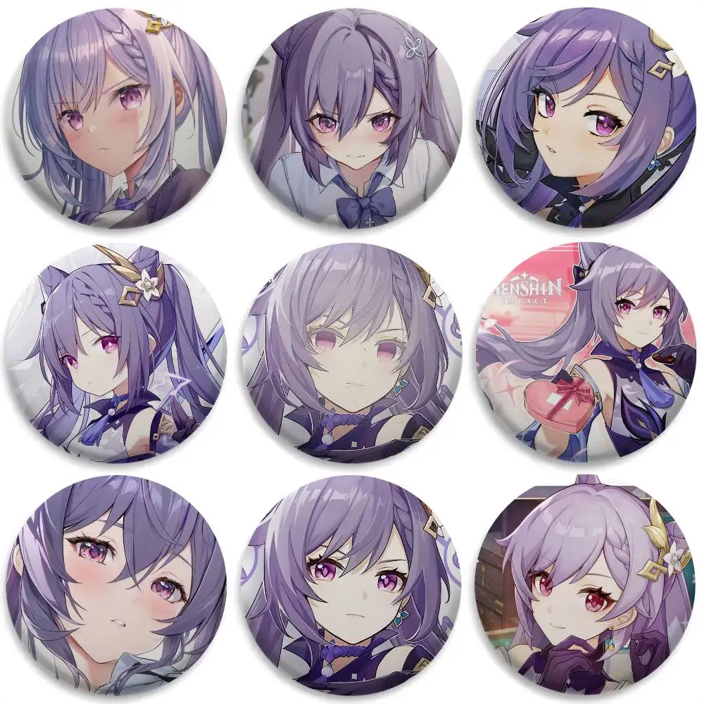 

Keqing Genshin Impact Badges Round Exquisite Badge Brooches Creative Pins For Clothes Hat Backpack Gift Accessories