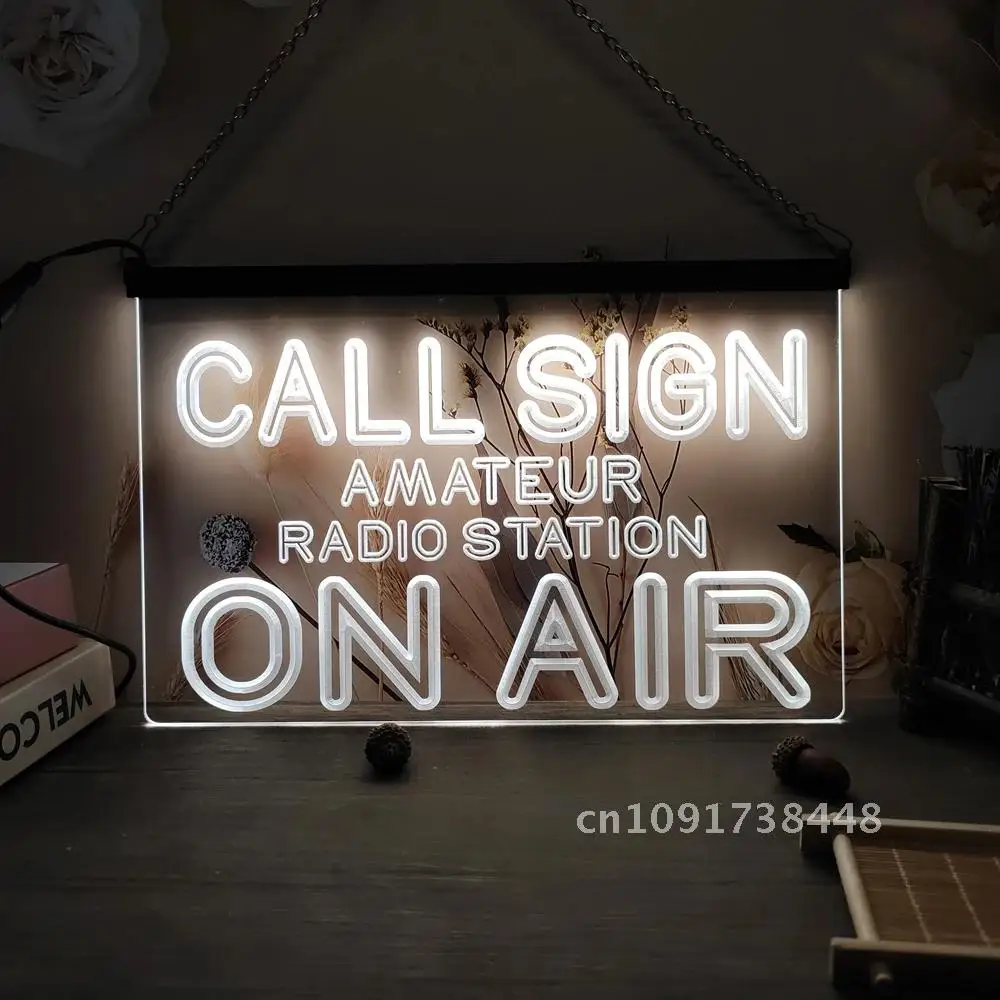 Custom Call Sign Amateur Radio Station ON AIR LED Neon Sign-3D Carving Wall Art for Home,Room,Bedroom,Office,Farmhouse Decor