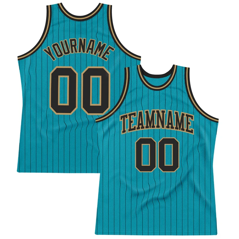 

Pinstripe Graphic Teal Basketball Tank Tops Men Women Custom Name 3D Print Sports Vest Loose Breathable Customized Team Uniform
