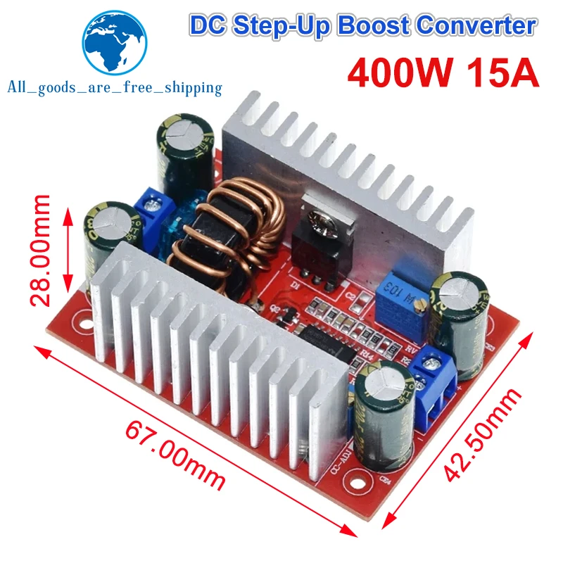 DC 400W 15A Step-up Boost Converter Constant Current Power Supply LED Driver 8.5-50V to 10-60V Voltage Charger Step Up Module