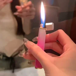 New Mini Grinding Wheel Inflatable Lighter Portable Metal Butane Gas Open Flame Lighter Cigarette Accessories Smoking Gifts