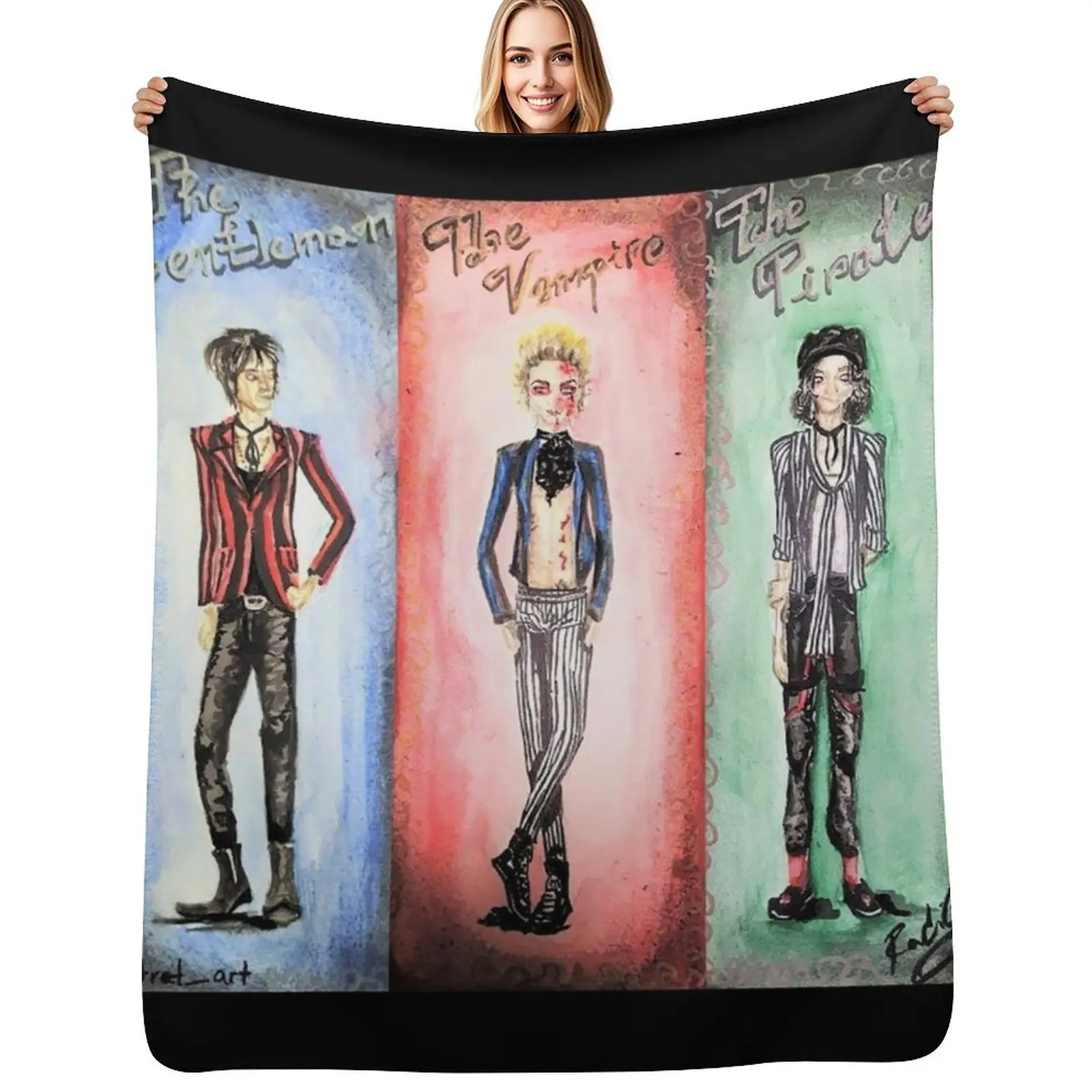 

The Pirate, The Vampire and The Gentleman Throw Blanket heavy to sleep Bed Fashionable Blankets