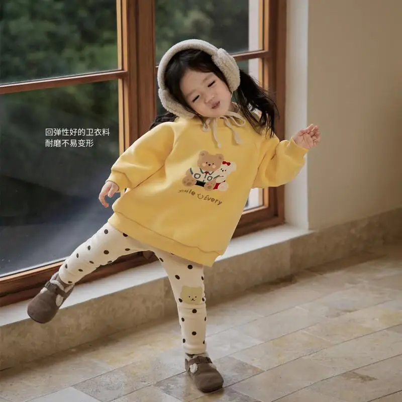 Kawaii Casual Coat Tops Fashion Childrens Clothing Girls Fleece Hoodie Winter 2025 New Thick Warm Kids Jacket Outerwear Casual