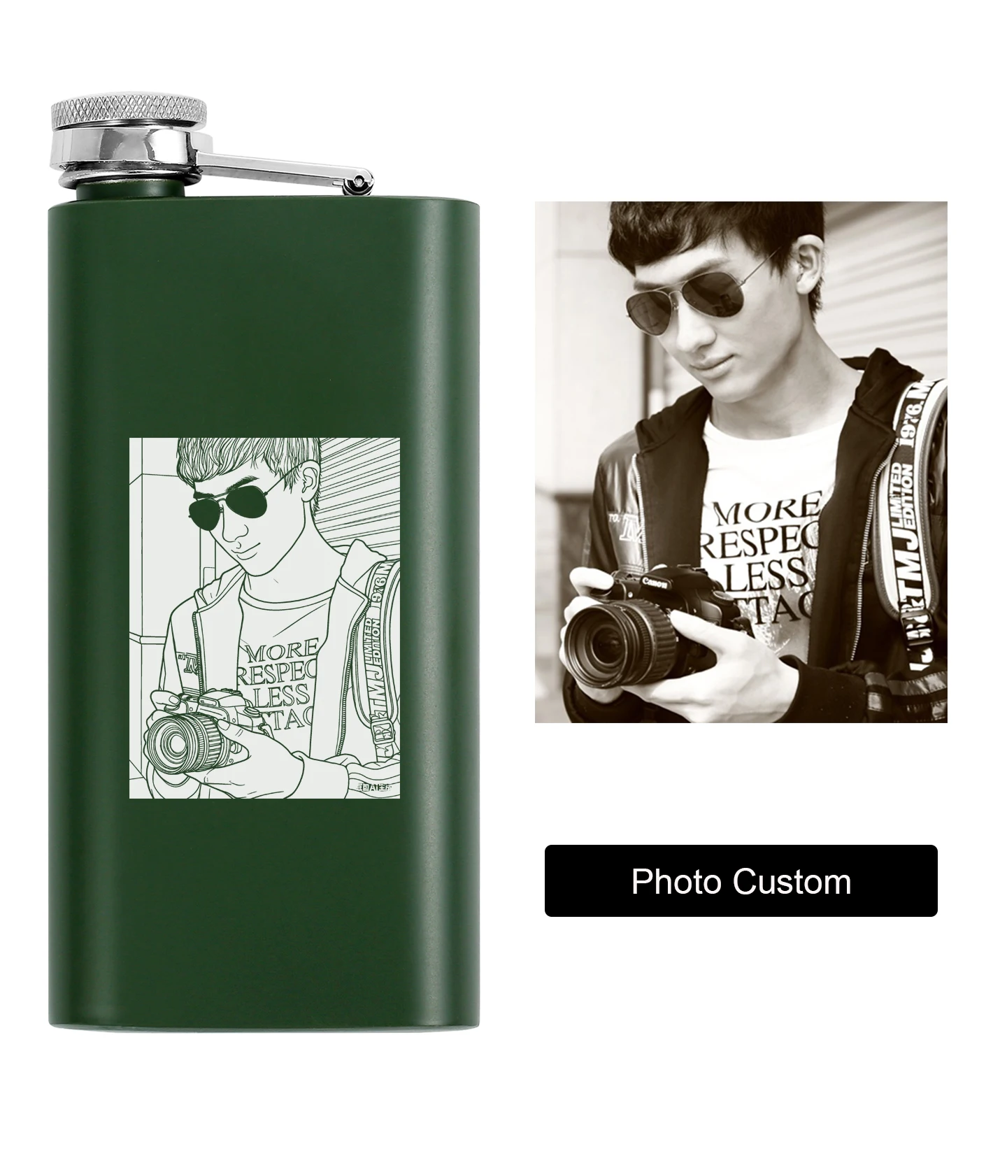 5oz 304 Edelstahl Rechteckige Mini-Hüftflasche Personalisiert mit Foto und Unterschrift Lasergraviert Tragbares Geschenk für Männer – Detail 6
