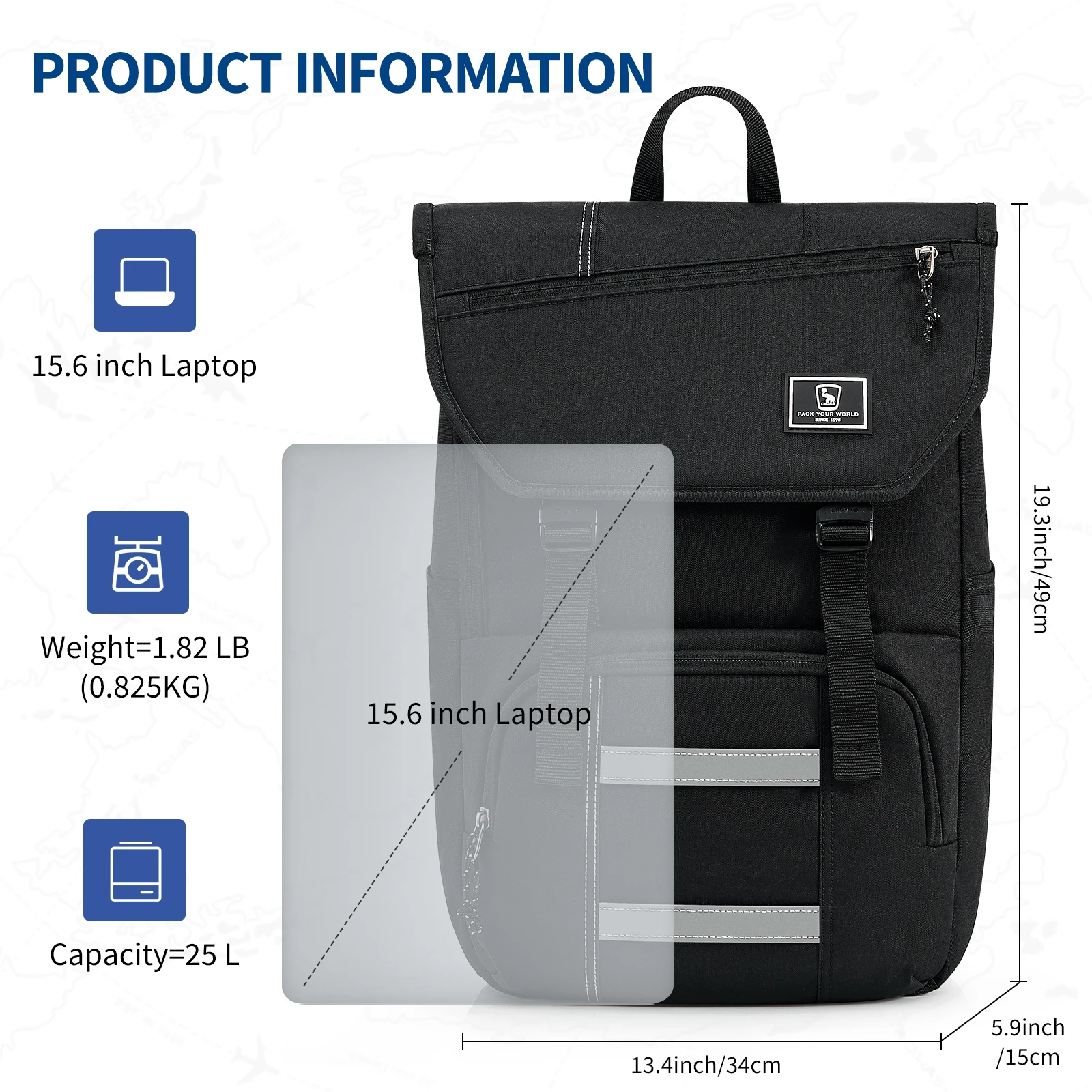 حقيبة ظهر كاجوال للجنسين بتصميم عصري ومريح من OIWAS مناسبة للمدرسة والسفر في الهواء الطلق بسعة كبيرة مقاومة للماء
