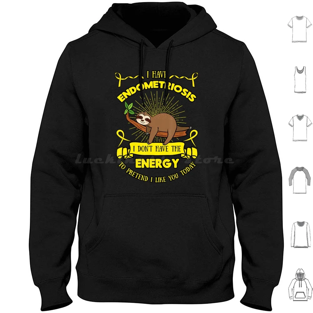 Endometriosis I Dont Have The Energy To Pretend I Like You Hoodie Cotton Long Sleeve Bee Cute Yellow Honey Bees Insect Happy