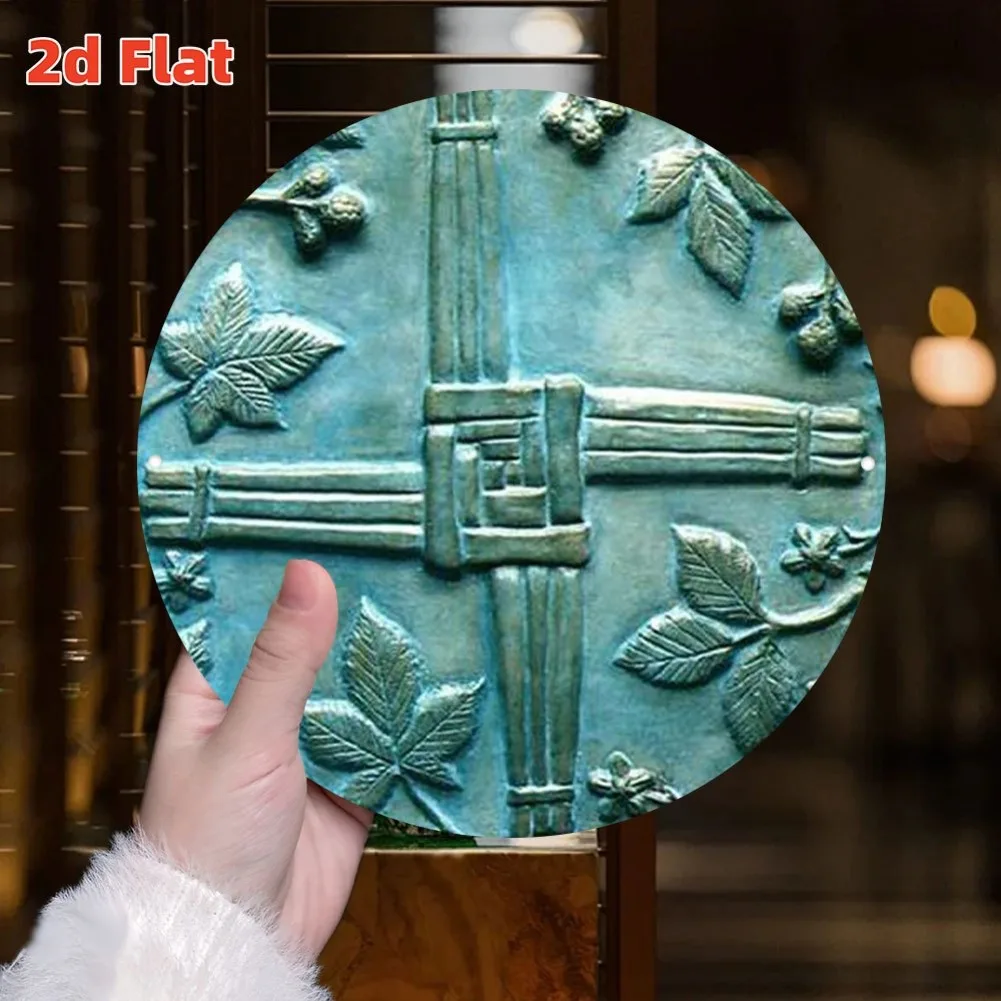2D Flat Aluminum Sign 1pc 8Inch Vintage St.Brigid Cross Celtic Religious Home Cafe Bar Indoor Outdoor Wall Decor