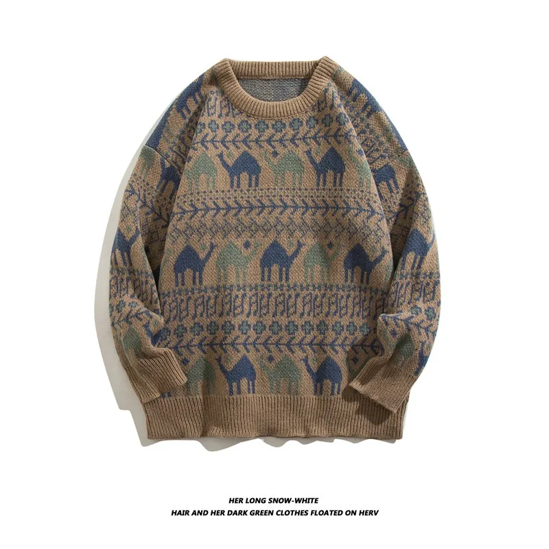 

Новые модные мужские свитера, пуловеры, корейские зимние теплые вязаные свитера с круглым вырезом, свободный топ высокого качества, модная мужская одежда