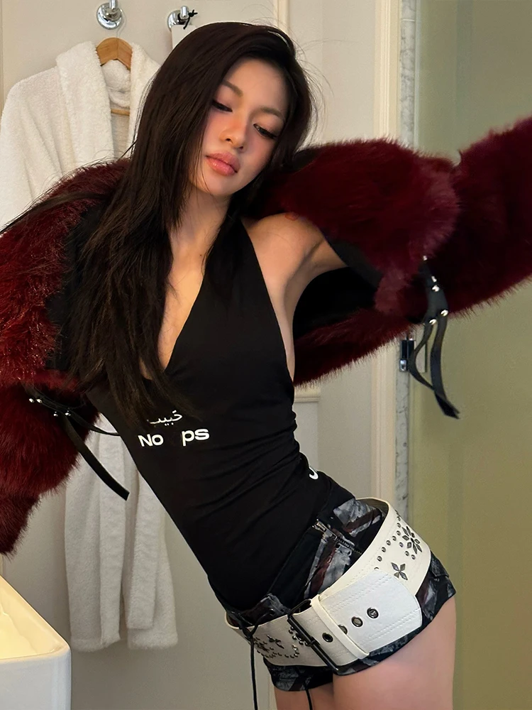 

Cutenew Luxury Furs Crop Coat Women Warm Winter Full Sleeve Chic Wild Coquette Party Streetwear Fashion Basic Hipster Outwear