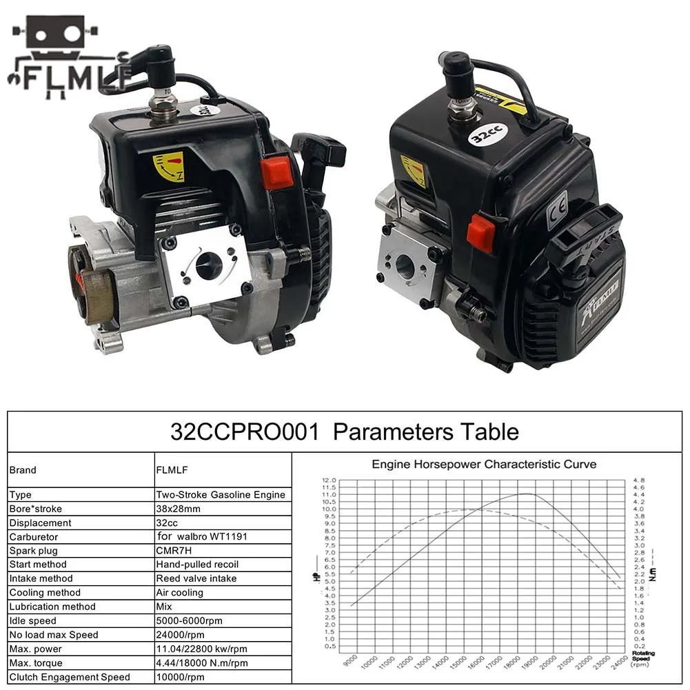 FLMLF-Moteur de boîtier de roseaux compétitif, pièces Redcat GoPed, 4 boulons, 29CC, 32CC, PRO, 1/5 Rc, Hpi, Rofun, NOReckan, Baja, LOSI, MCD, DBXL, FG