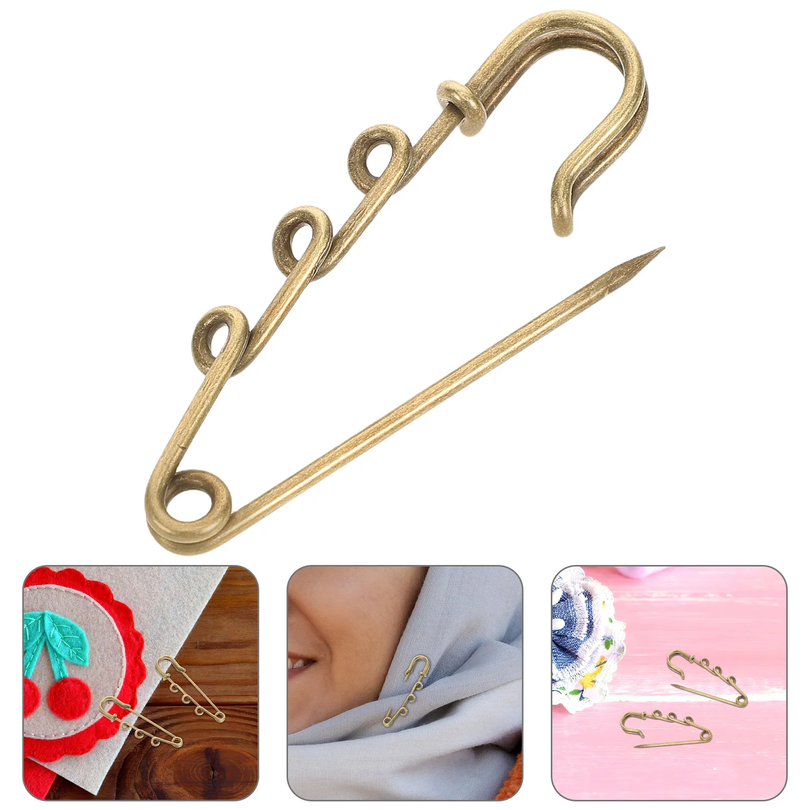 

20Pcs 3 Hole Large Safety Pins for Shawl Brooch Clips Scarf Decorative Pins Clothes Sweater Dress Making Accessories