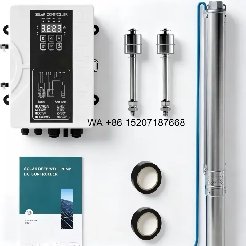 Wmwmnu 48V 750W Solar Water Pump with MPPT Controller 3 Inch Stainless Steel Submersible Deep Well Pump Kit 230ft