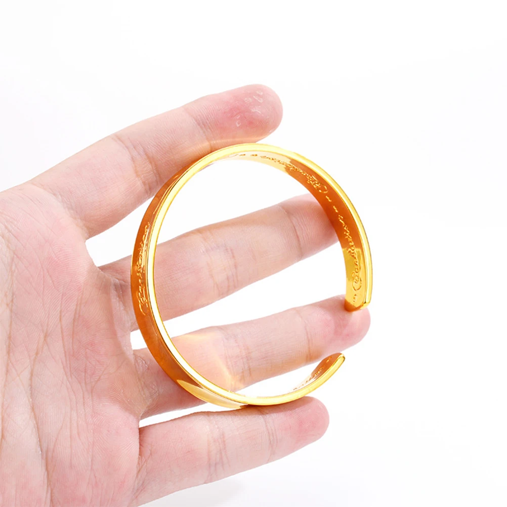 

1pc Printed Women Open Bracelet Hand Chain Carnation Pattern Bracelet Women Jewelry Supplies (Golden)