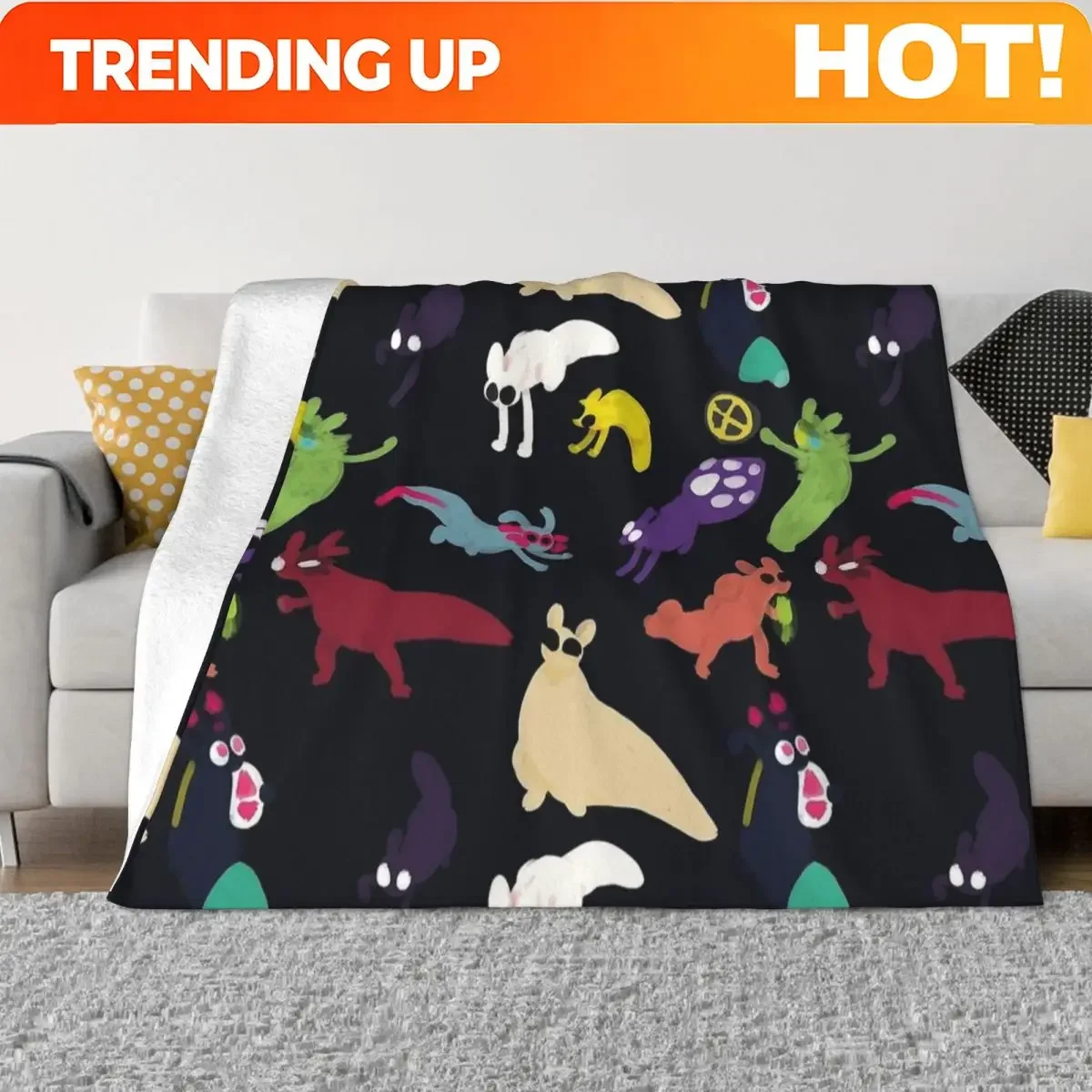Customization Rain World Slugcats Pattern Game Blanket Flannel Autumn/Winter Portable Soft Throw Blankets for Home Bedroom Bedsp