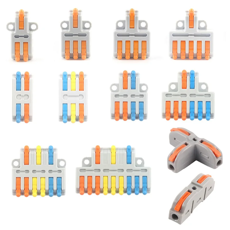 Mini Quick Wire Conductor Connector Universal Compact 2/3 Pin Splicing Push-inTerminal Block 1 in multiple out with fixing Hole