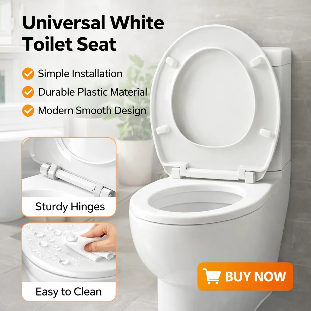 

Family Bathroom Toilet Lid, Quiet Operation, Durable Toilet Seat for Household Daily Use