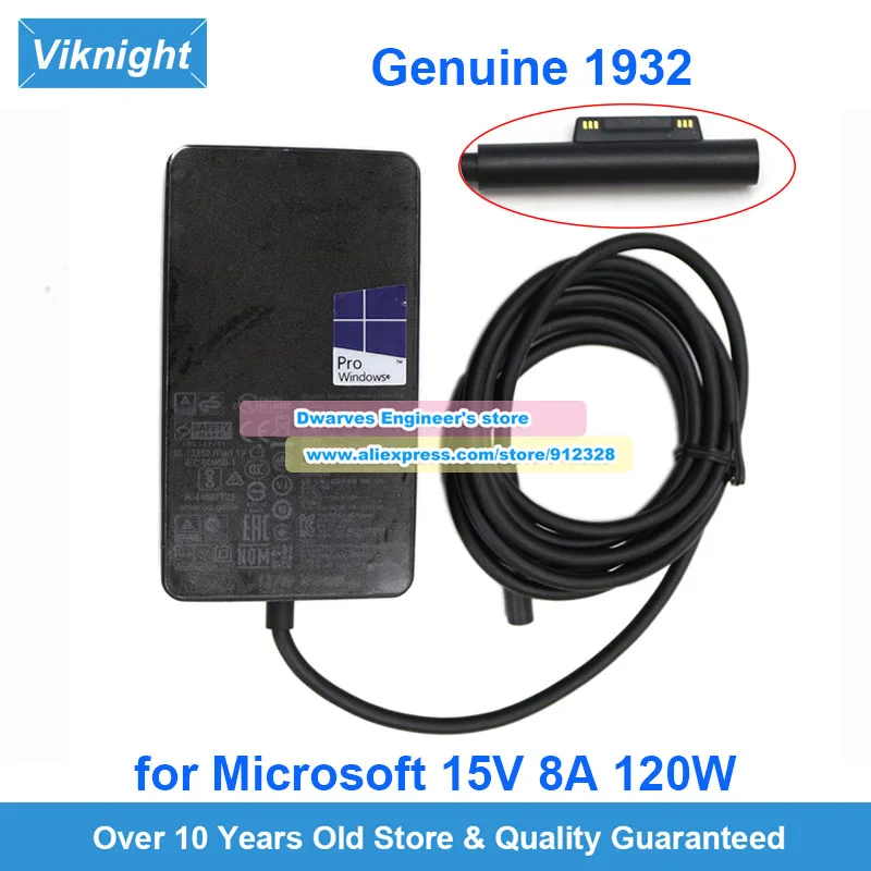 Genuine 1932 AC Adapter 15V 8A 120W Laptop Charger for Microsoft SURFACE BOOK 3 Power Supply