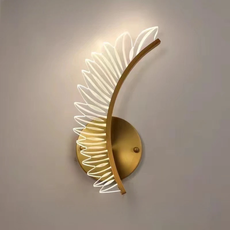 

Настенный светильник в скандинавском стиле, современное искусство, прикроватный светильник с перьями, роскошная модель для гостиной, прохода, украшение для комнаты, настенный светильник