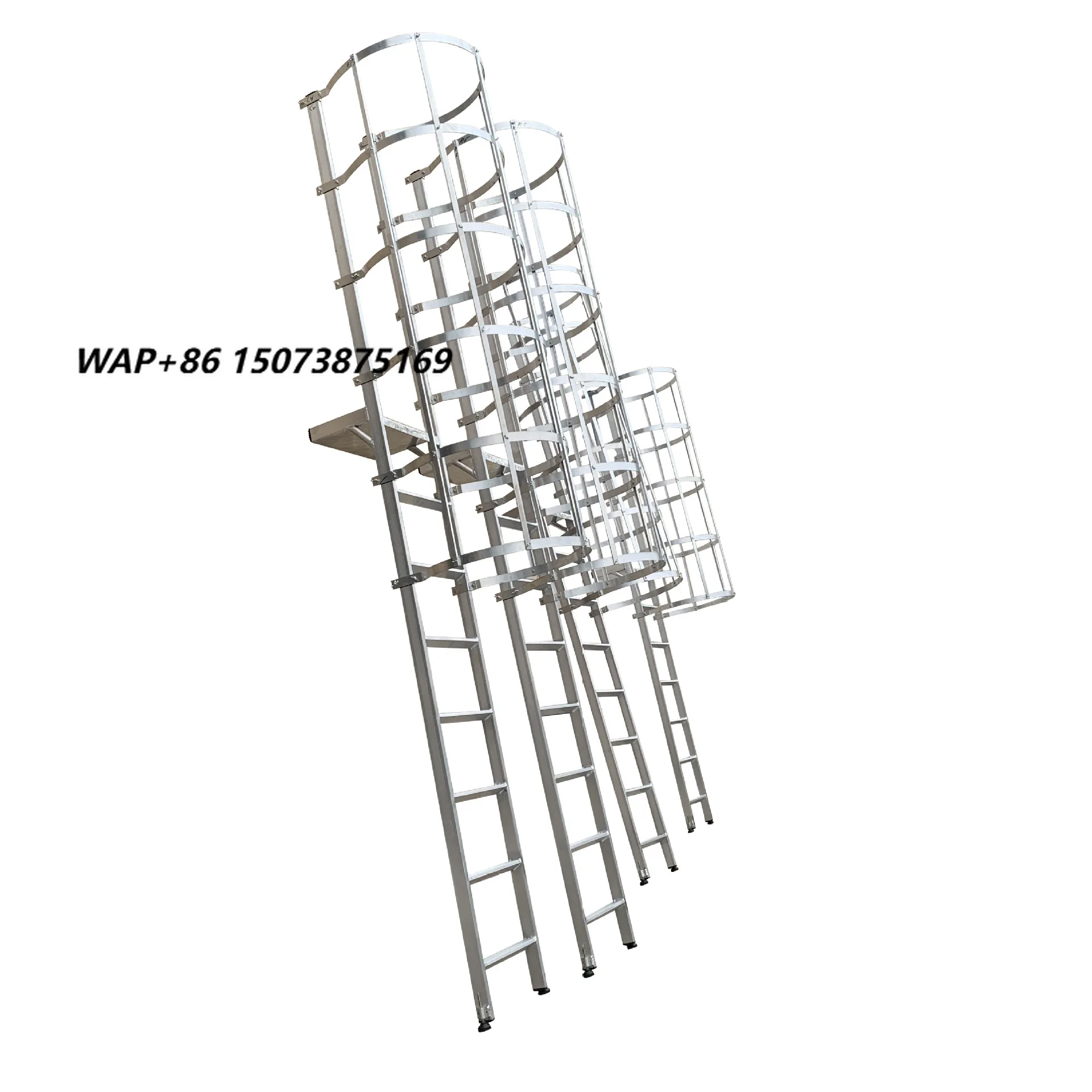 Modern Design Galvanized Steel Ladder with Safety Cage for Outdoor Use