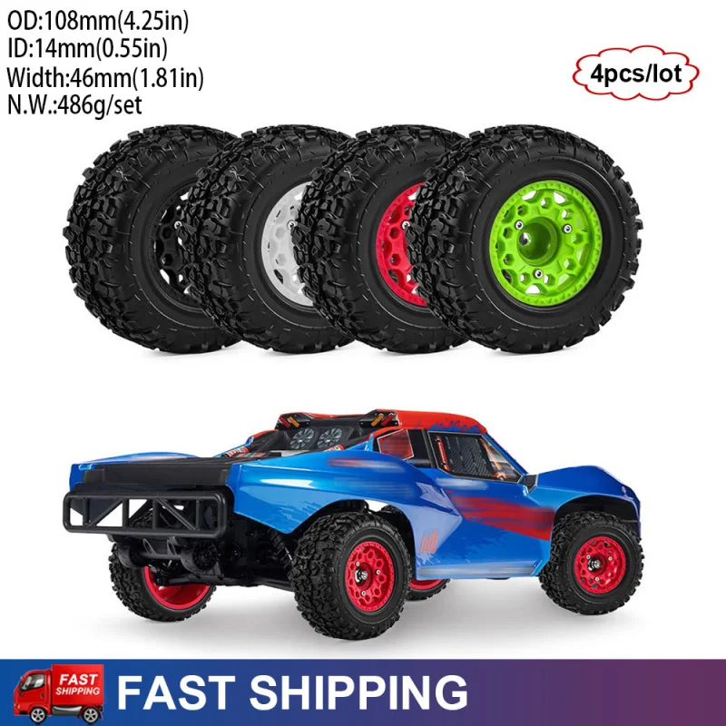 

4PCS 1/10 108mm RC Car Short Course Truck Tires Wheels for Traxxas Slash 2WD 4WD ARRMA Senton Remo Hobby Losi Upgrade Parts