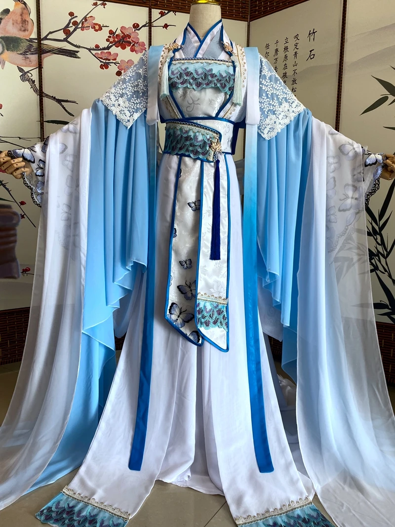 Anime Tian Guan Ci Fu Xie Lian Cosplay Costume White Hanfu Shi mei Shen Qingxuan Shen Lanzhou  Outfit Fancy Party Dress