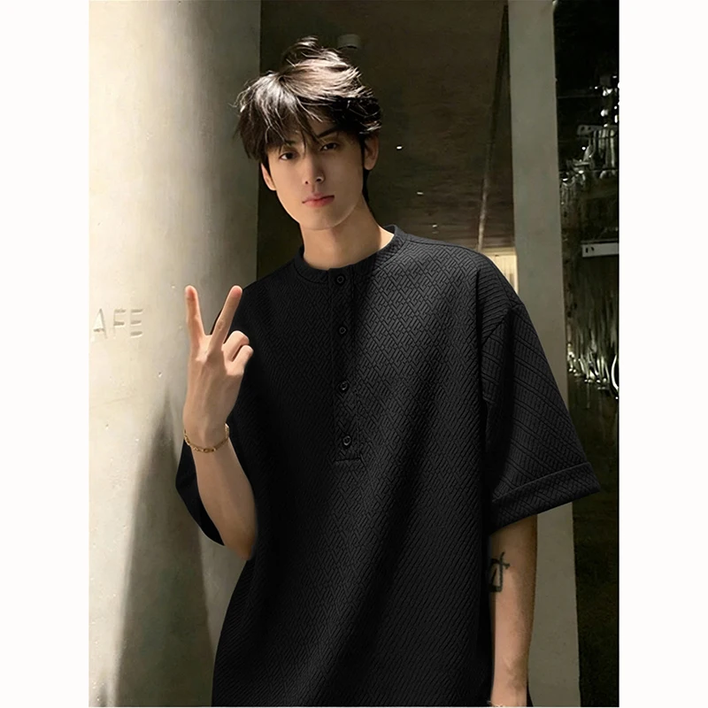 2026 Summer Longlee Wind Henry Short-Sleeved Men's Sophisticated Loose-Tee Shirt - Versatile Top