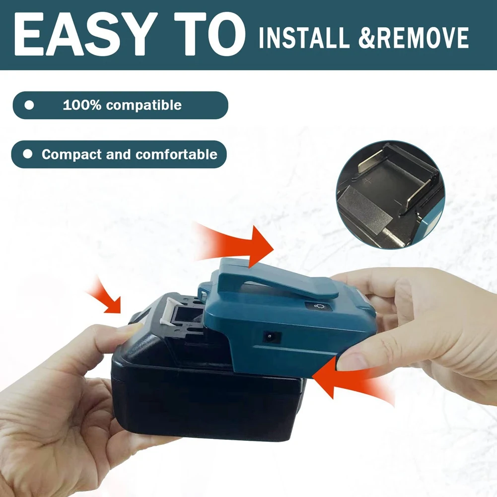 Адаптер аккумулятора для Ma-Kita 18V ADP05 с зажимом для ремня и USB-зарядным устройством и портом постоянного тока 12 В и разъемом типа C и стандартом детской мощности 3 Вт